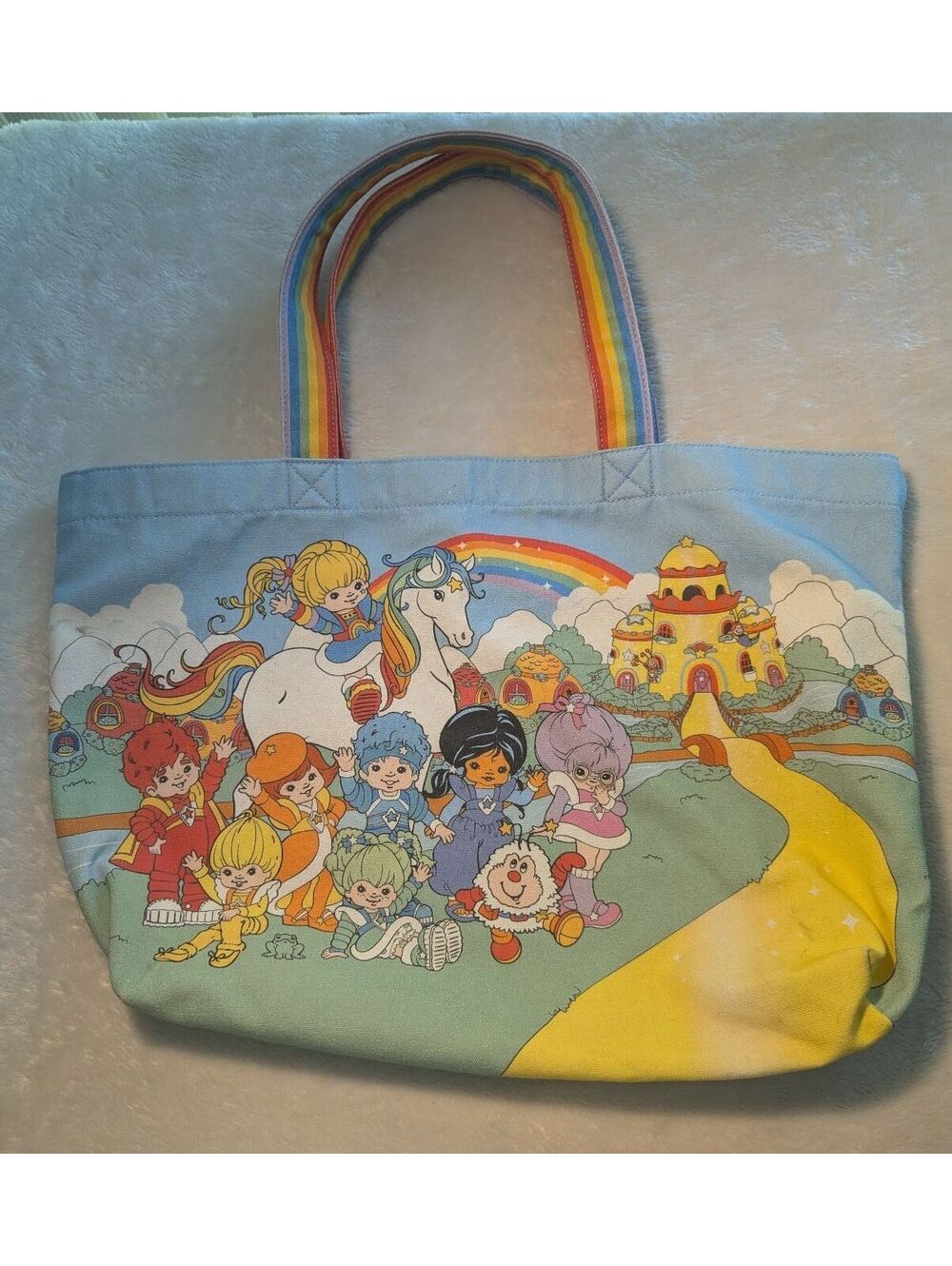 Loungefly Rainbow Brite Canvas Tote Bag with Rainbow Handles